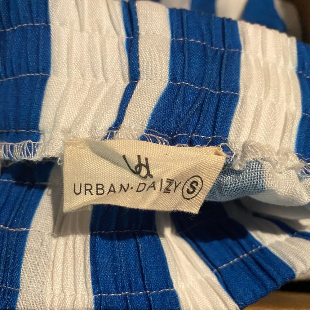 NWT Urban Daizy Blue/White Striped Linen  Wide-Leg Pants. - Picture 6 of 7